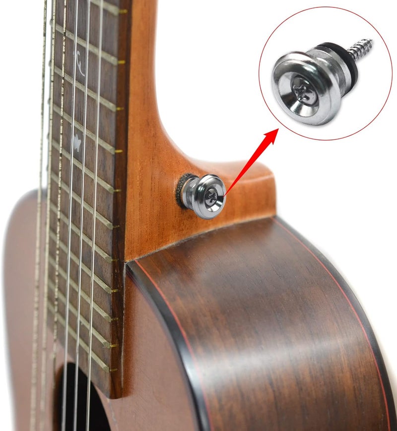 MAXCHEER 2PCS Mushroom Style Guitar Ukulele Bass Strap Lock Lock Metal Music Parts (Chrome) - Image 5